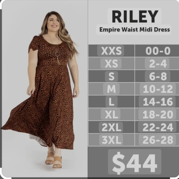 New nwt lularoe Riley dress xl 18 20 midi maxi - Picture 3 of 3